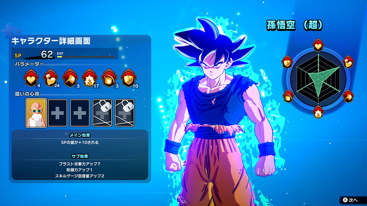 キャラクター詳細画面